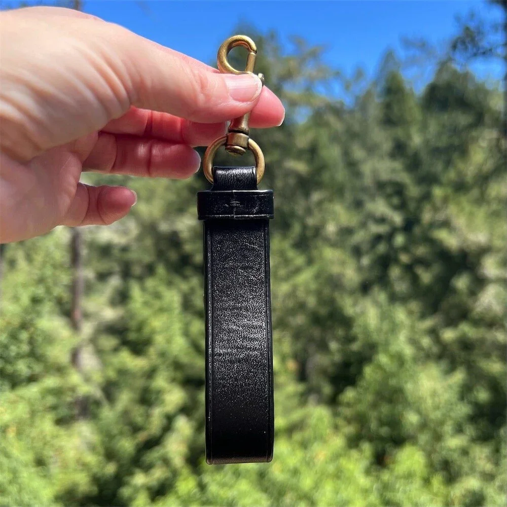COACH Keychain Bag Charm Key Ring Black C Logo Brass Hardware AUTHENTIC